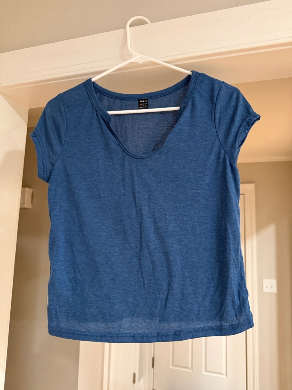 SHEIN Blue Scoop Neck Short Sleeve Tee